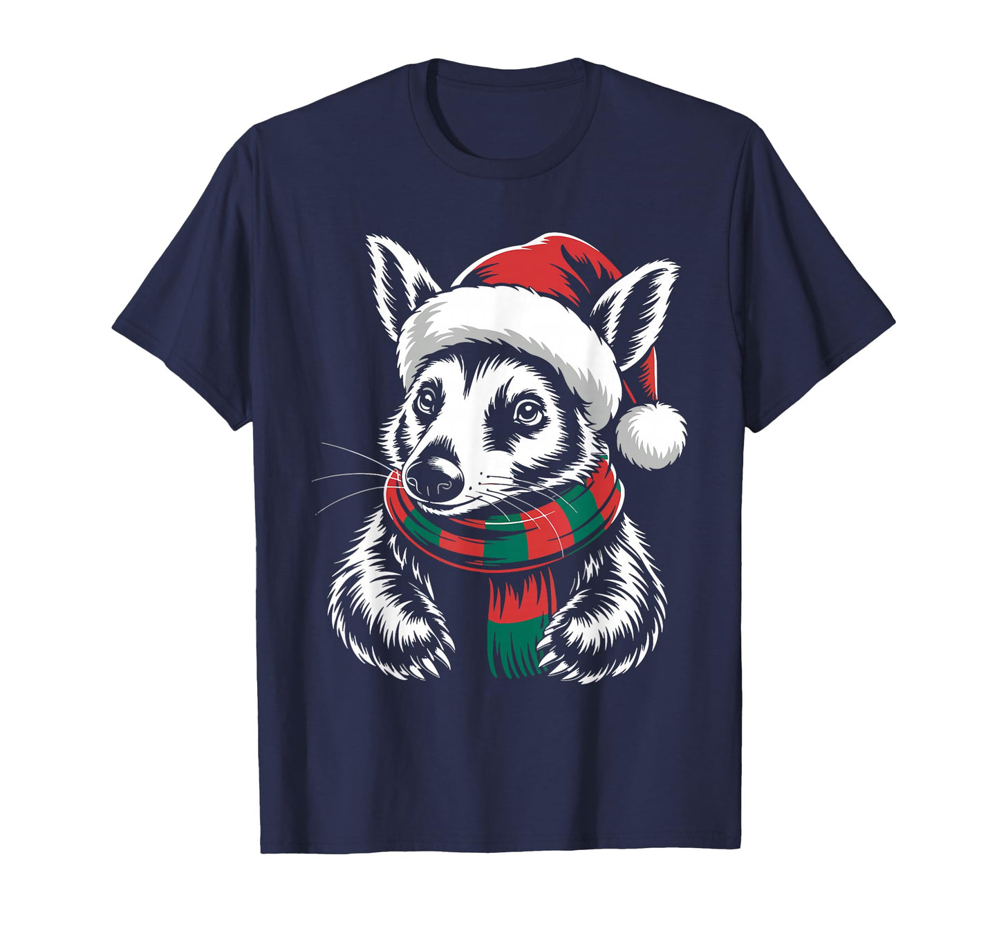 Aardvark Xmas Santa Hat Scarf Christmas Costume T-Shirt
