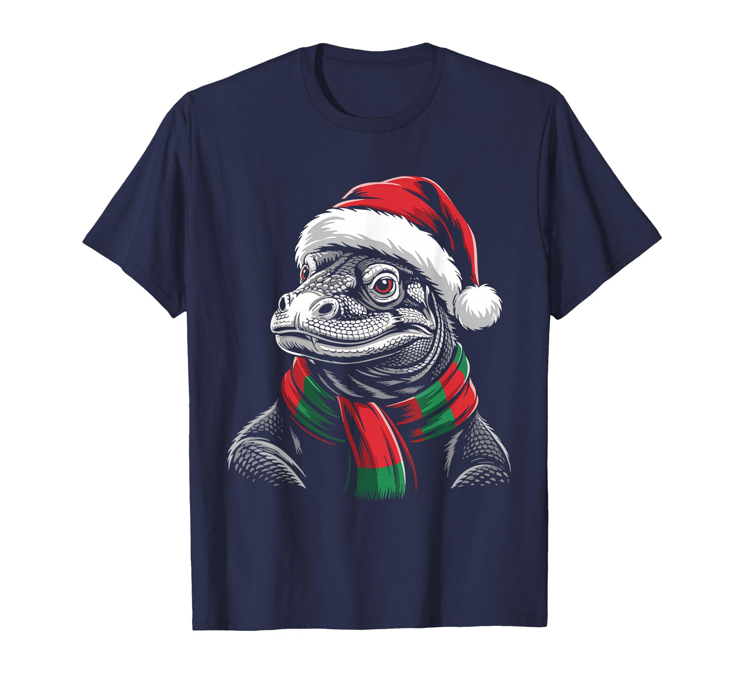 Komodo Dragon Xmas Santa Hat Scarf Christmas Costume T-Shirt