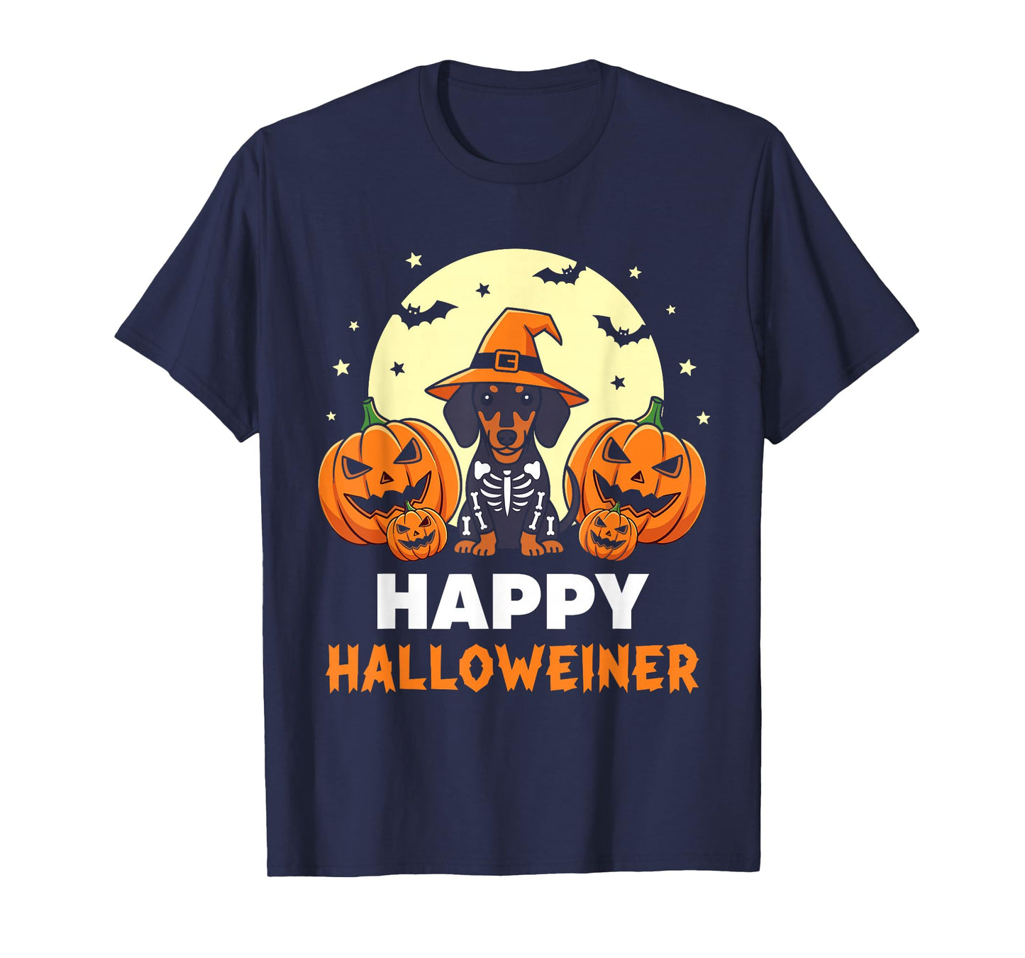 Happy Halloweiner Funny Halloween Dachshund Witch Skeleton T-Shirt