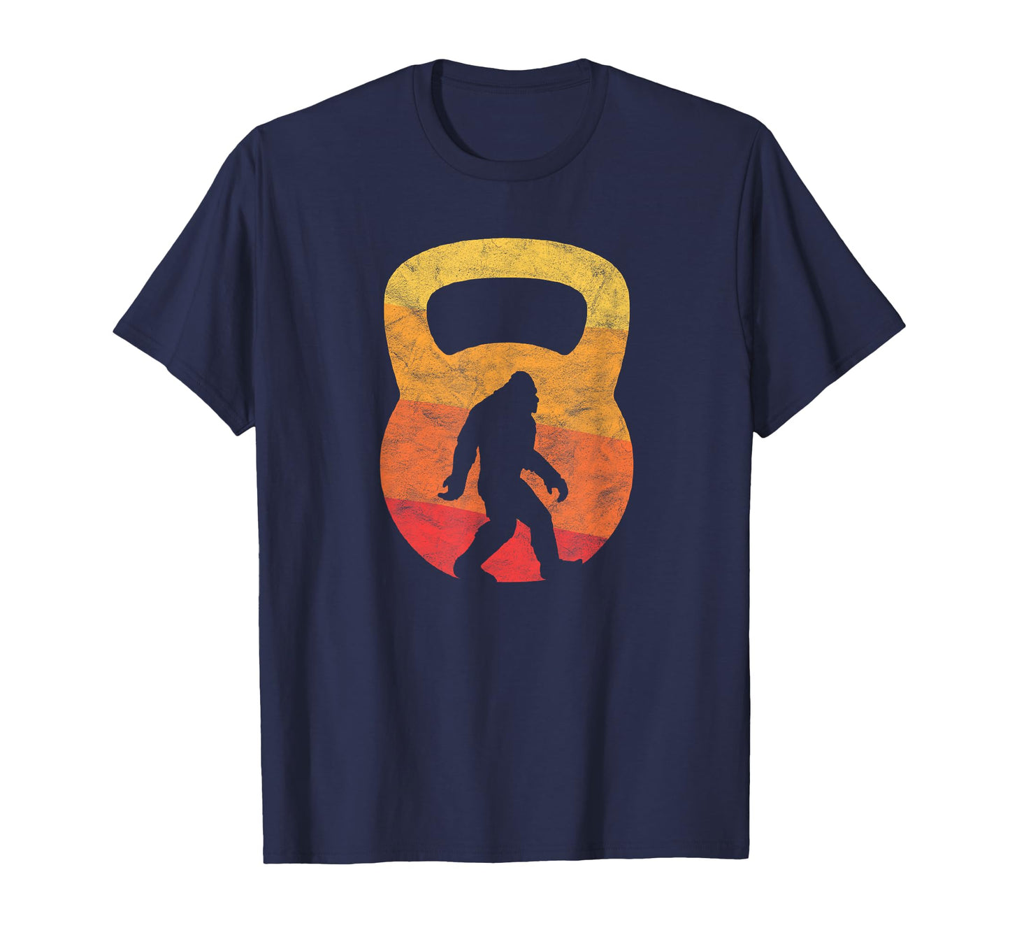 Retro Bigfoot Silhouette Funny Kettlebell T-Shirt T-Shirt