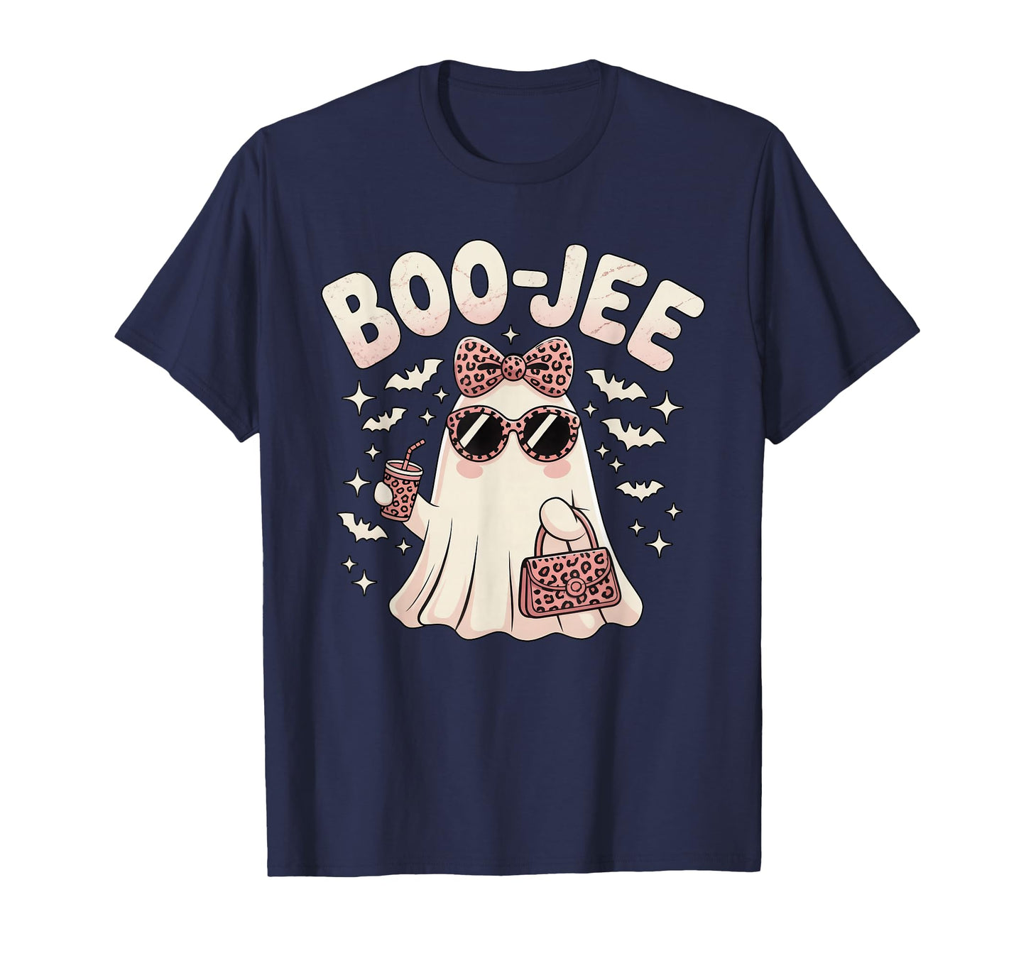 Coquette Leopard Ghost Coffee Boo-JEE Halloween Boujee Ghost T-Shirt