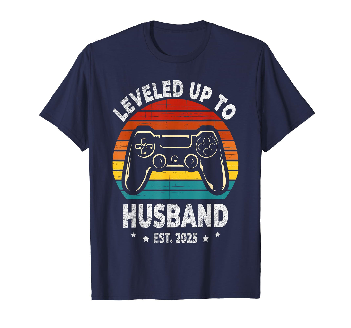 Leveled Up To Husband est 2025 Newly Married Bachelor Party T-Shirt