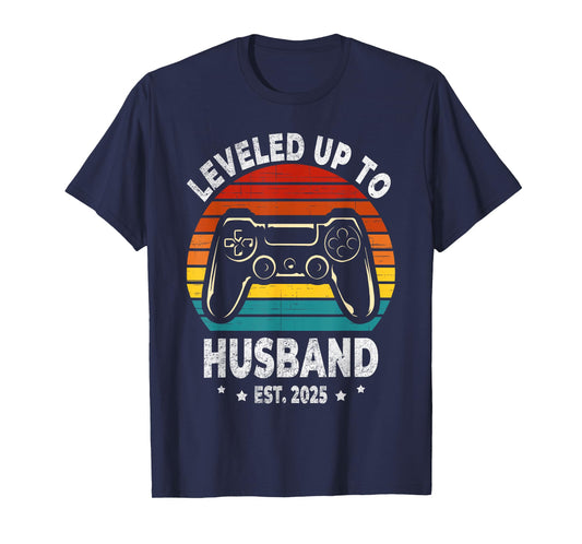Leveled Up To Husband est 2025 Newly Married Bachelor Party T-Shirt