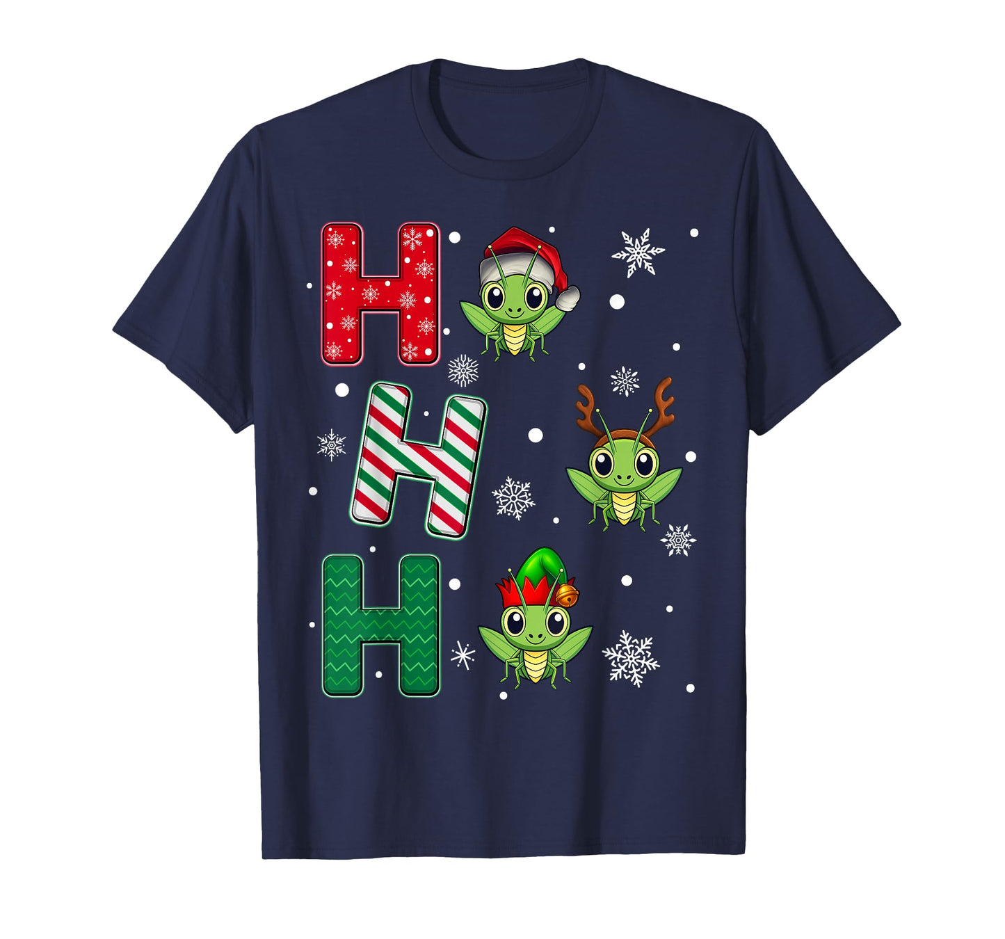 Ho Ho Ho Grasshopper Animal Matching Santa Elf Xmas T-Shirt
