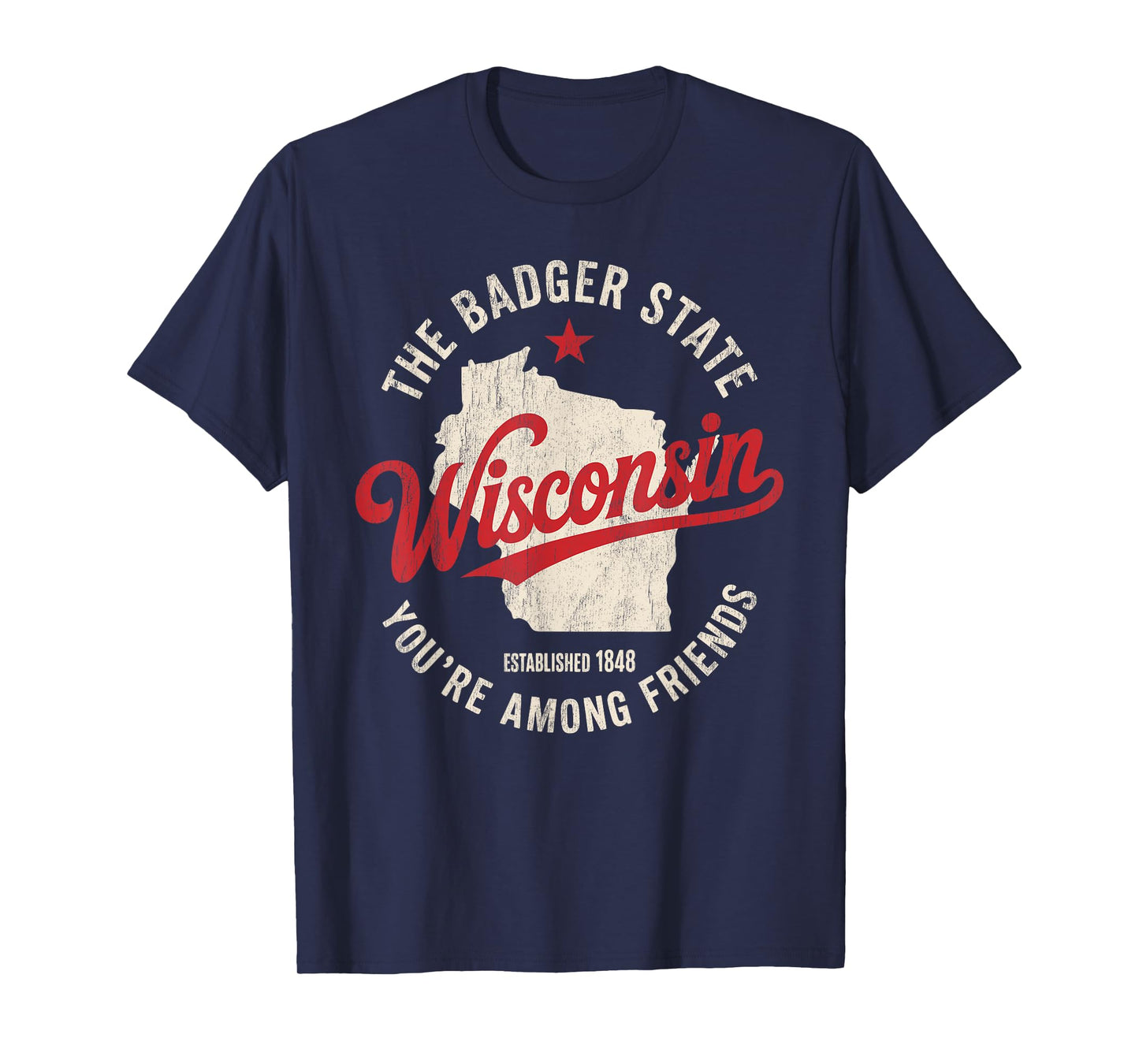Wisconsin Badger State Retro Star Men Women Kids Boys Girls T-Shirt