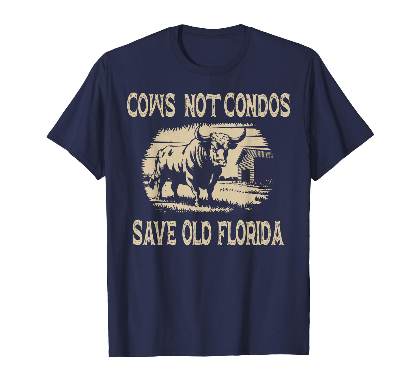 Funny Vintage Cows Not Condos Save Old Florida T-Shirt