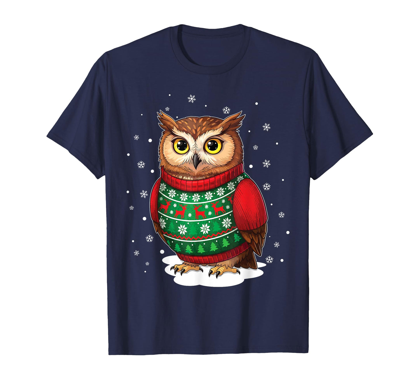 Cute Owl Santa Merry Christmas Funny Ugly Christmas T-Shirt
