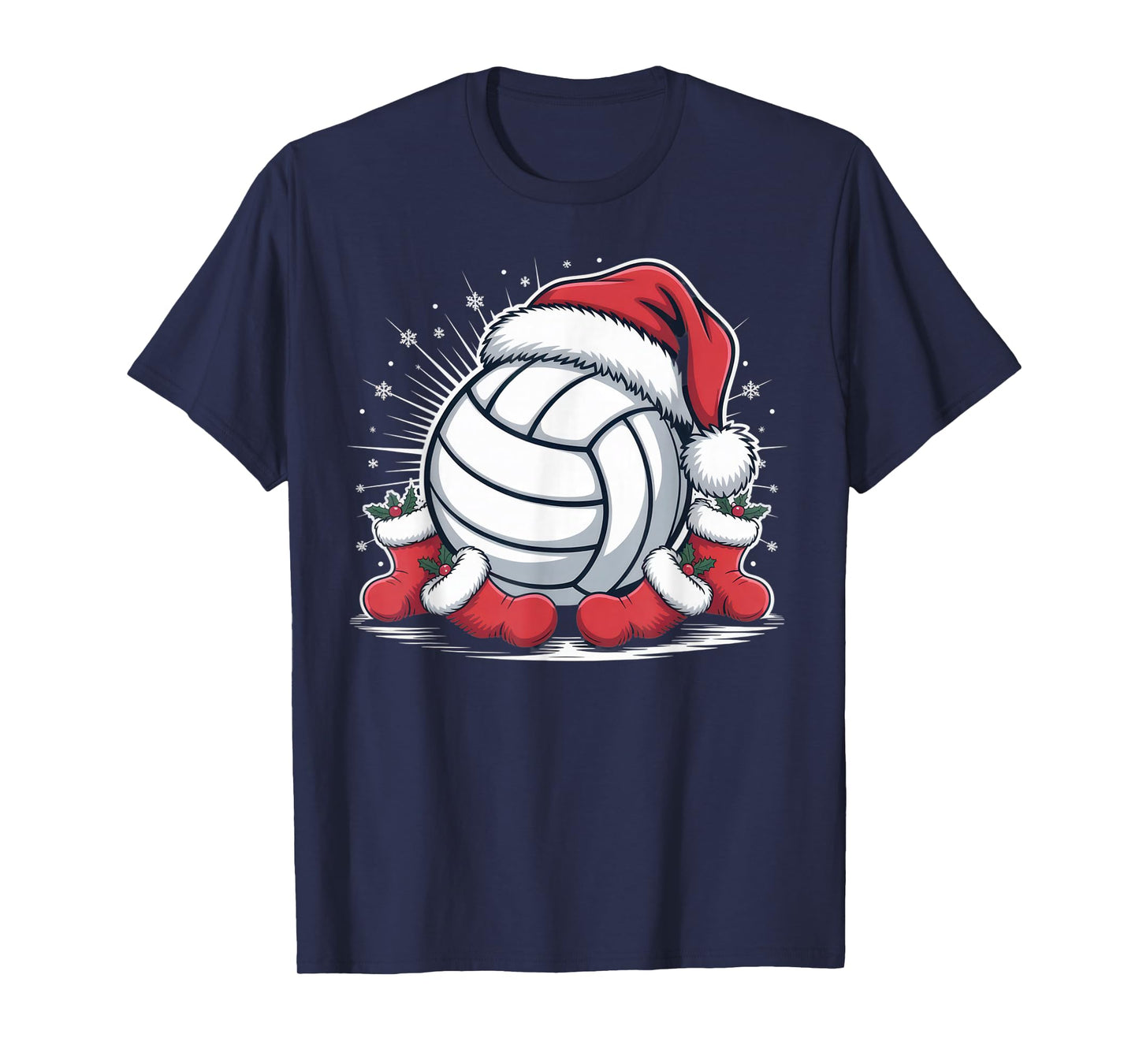 Christmas Volleyball Lovers Santa Hat Festive Sports Fun T-Shirt