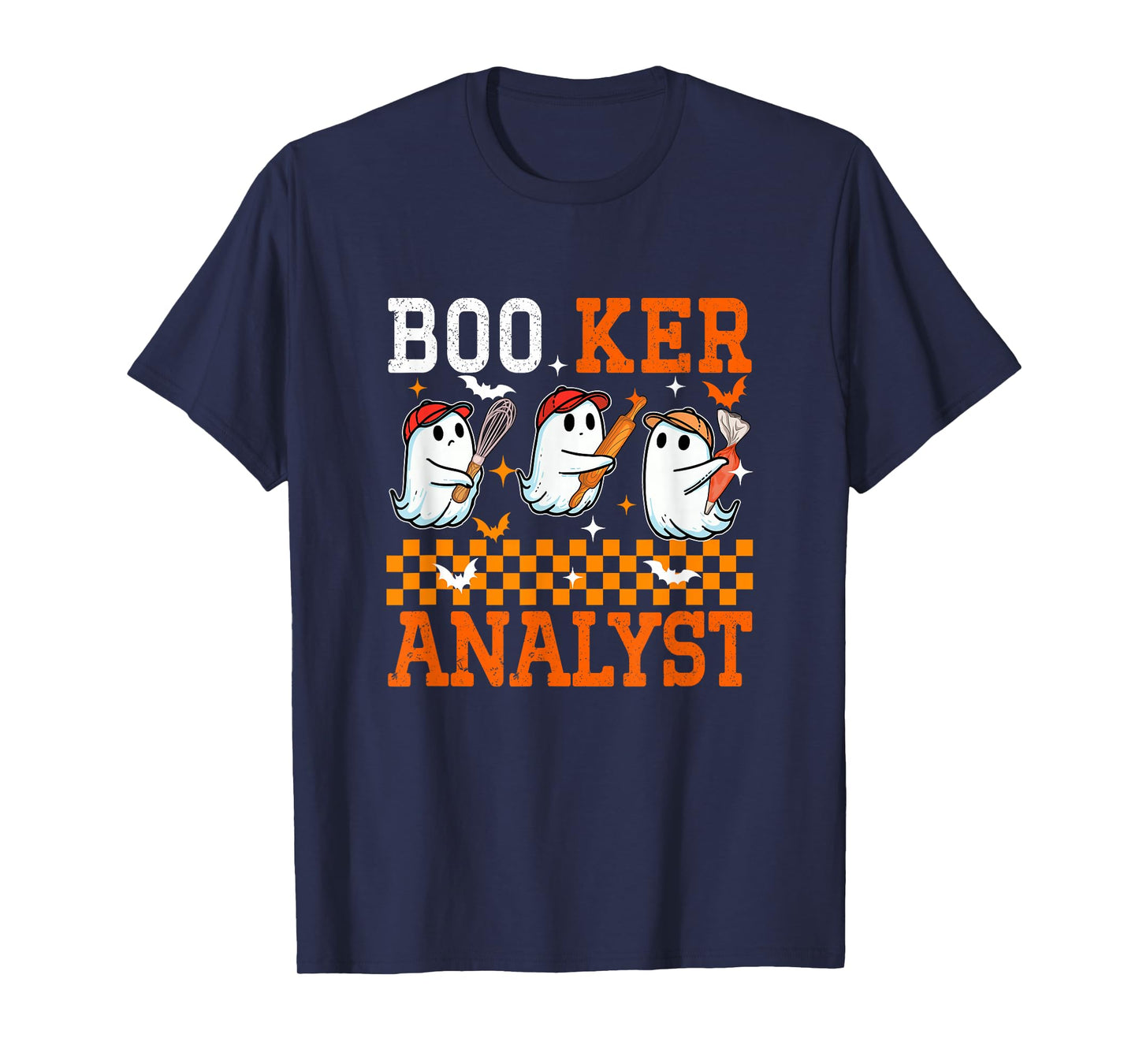 Boo Ker Analyst Halloween Baker Job Three Cute Boos Baking T-Shirt