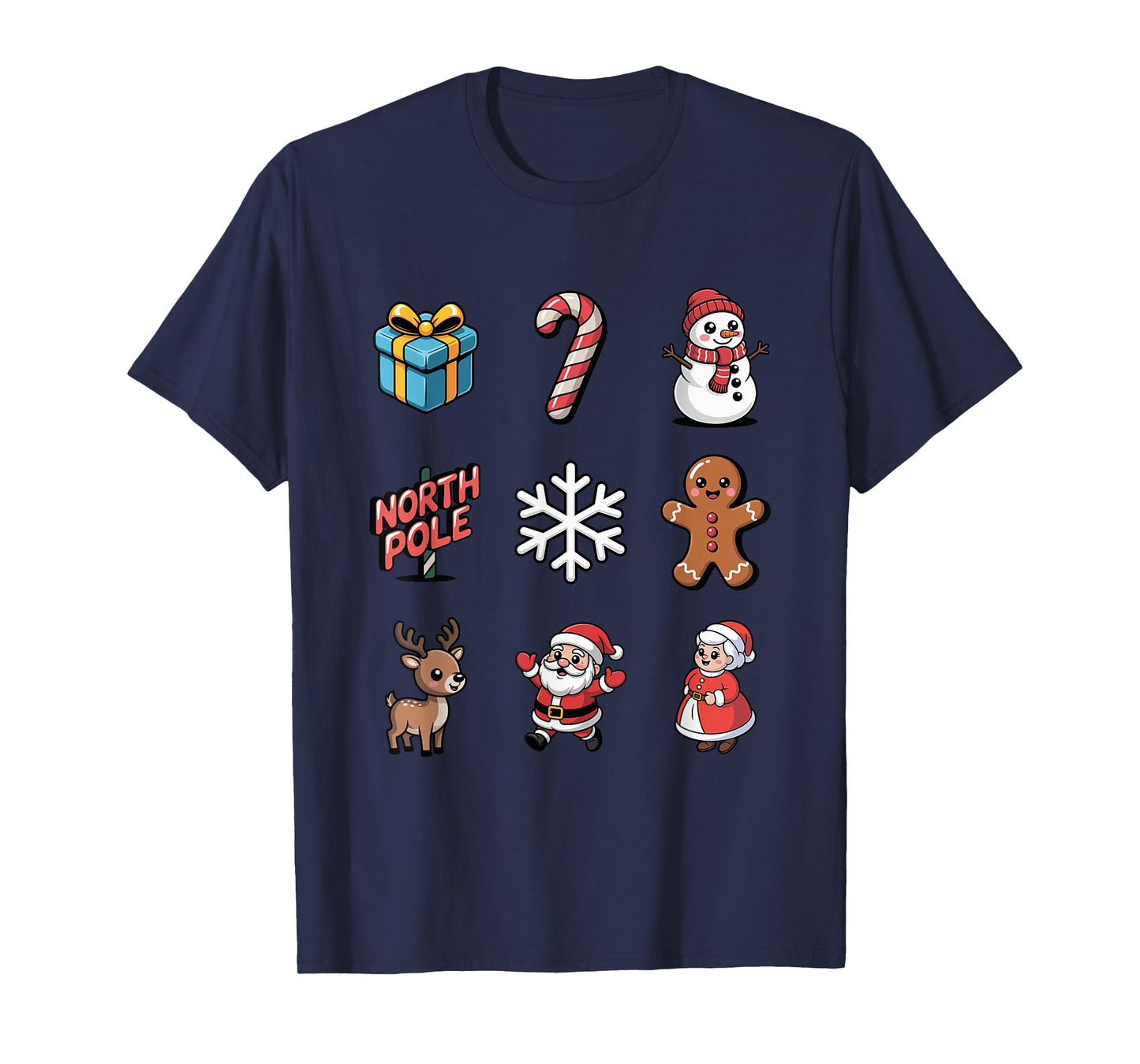 Cute Gingerbread Santa Candy Cane Holiday Xmas T-Shirt