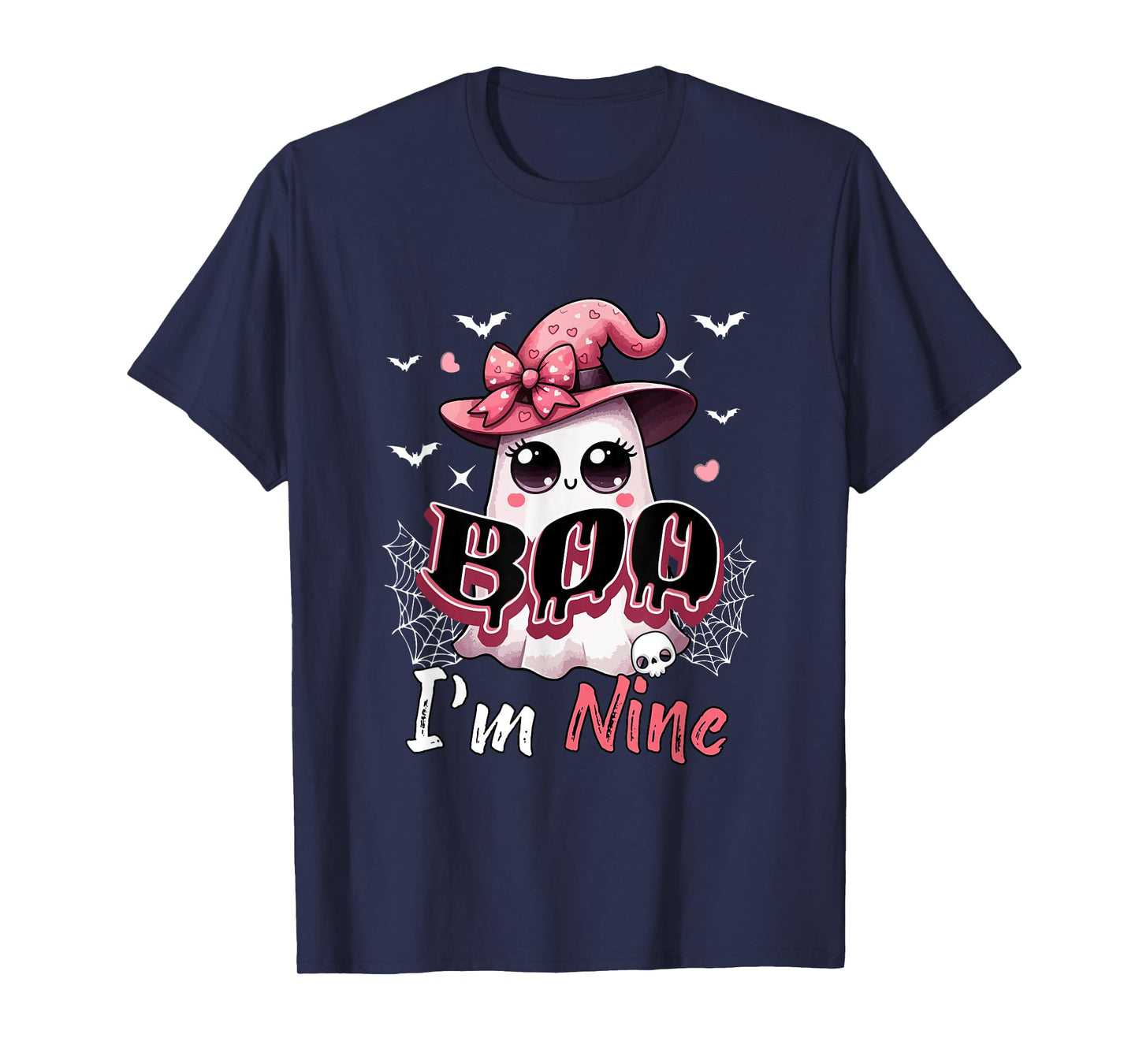 Boo I'm Nine Halloween 9th Birthday Boo As Witch Lover Kids T-Shirt