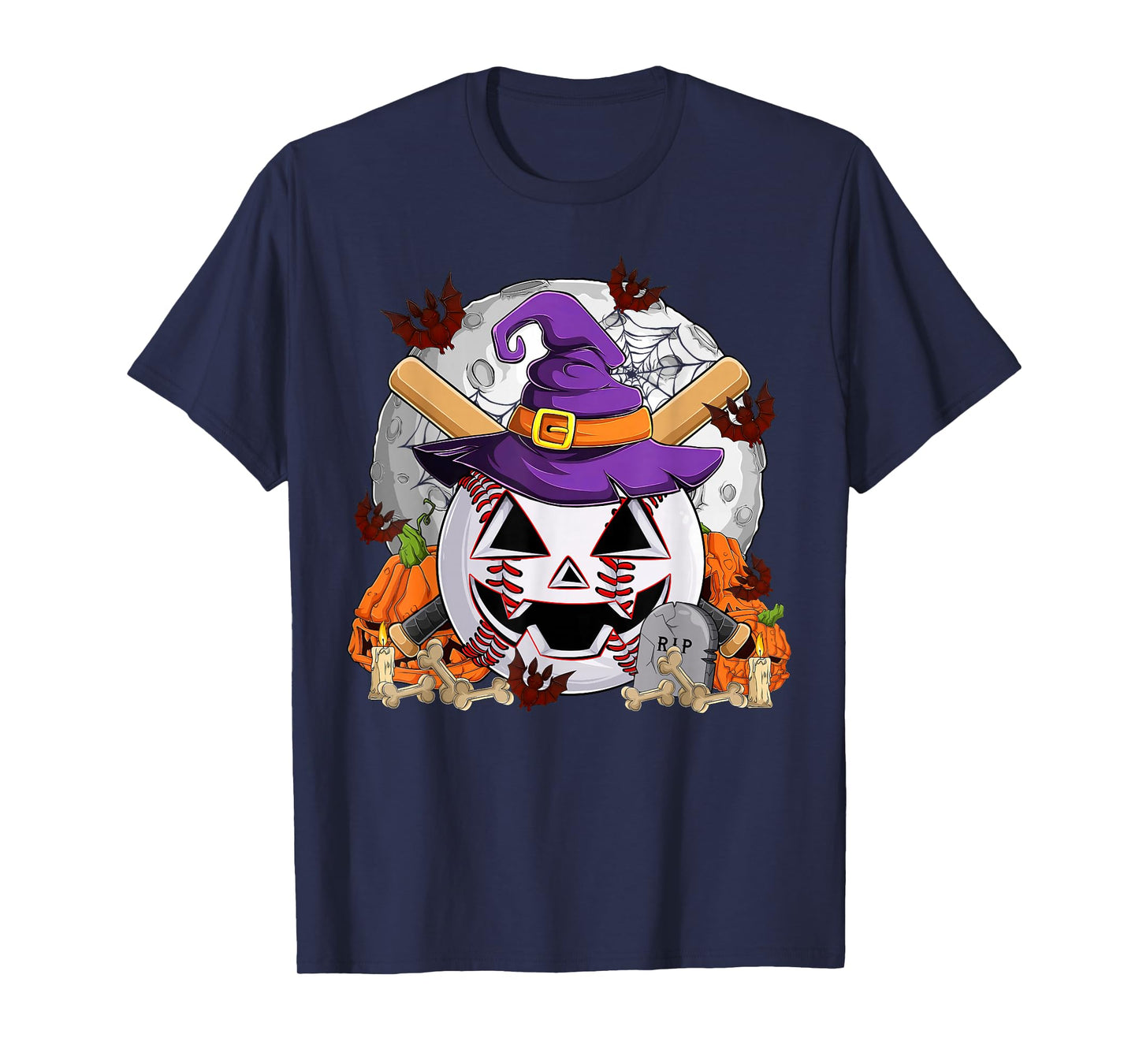 Funny Baseball Bat & Witch Hat Halloween Costume Day Girls T-Shirt