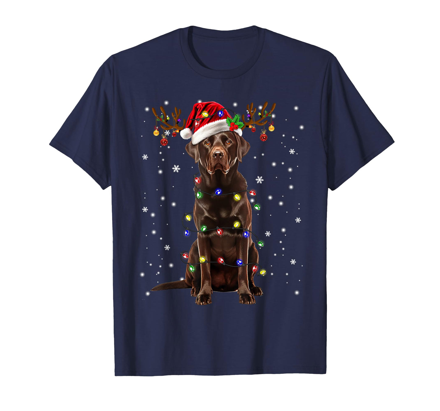 Chocolate Lab Labrador Christmas Tree Light Pajama Dog Xmas T-Shirt