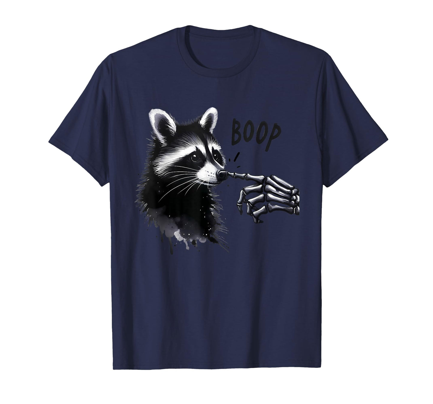 Raccoon Boop Skeleton Hand Boop Halloween Cute Graphic T-Shirt