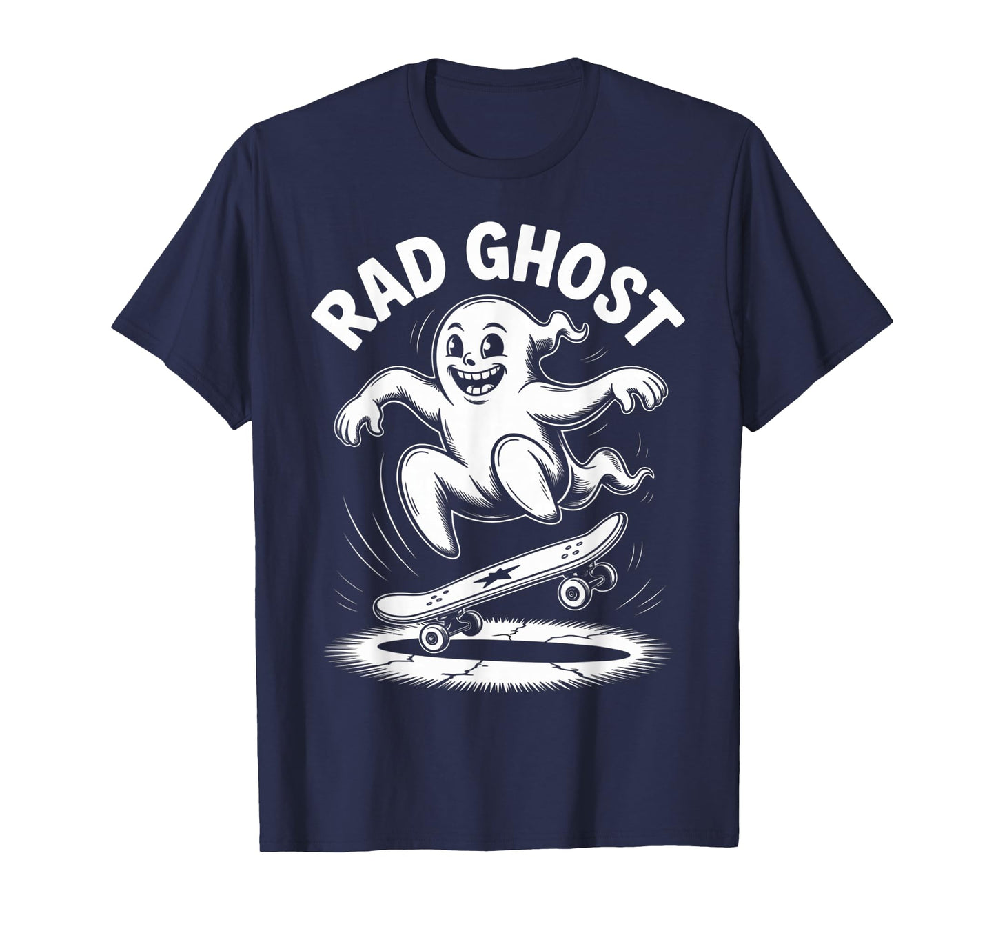 Funny Ghost On Skateboard Retro Halloween Costume Kids Boys T-Shirt