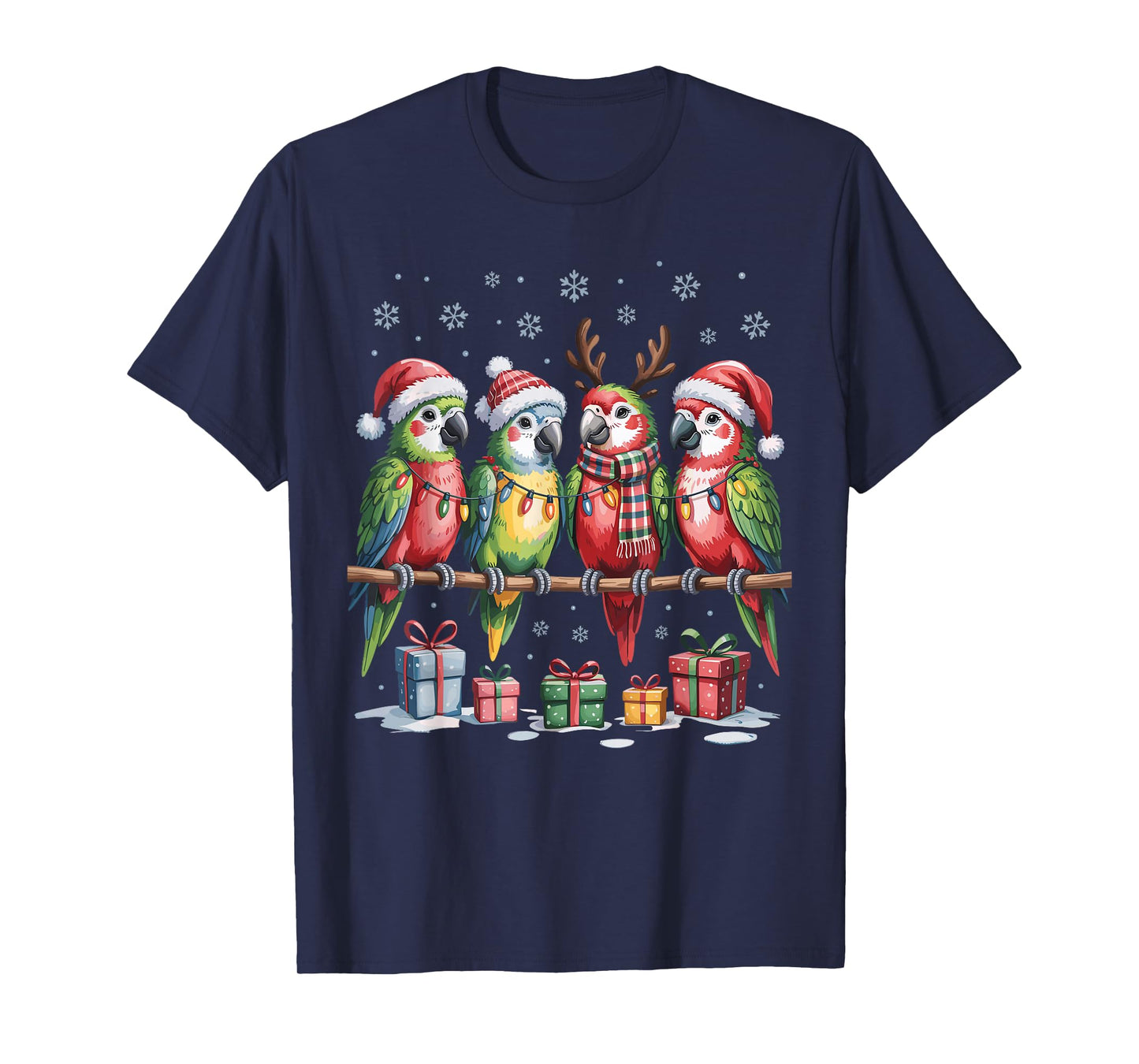 Parrot Christmas Cute Bird Lovers Funny Holiday Pajamas T-Shirt
