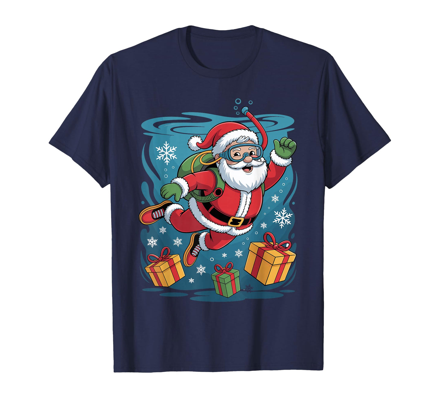Funny Santa Scuba Diving Lover Holiday Christmas Xmas Pajama T-Shirt