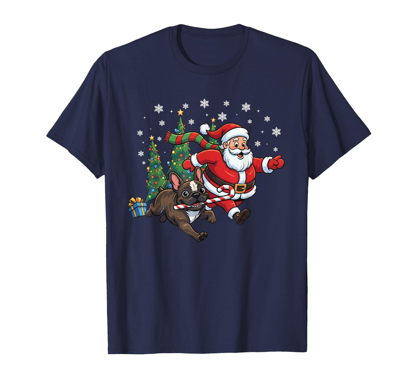 Christmas Dog Santa French Bulldog Xmas Dog Lover Men Women T-Shirt