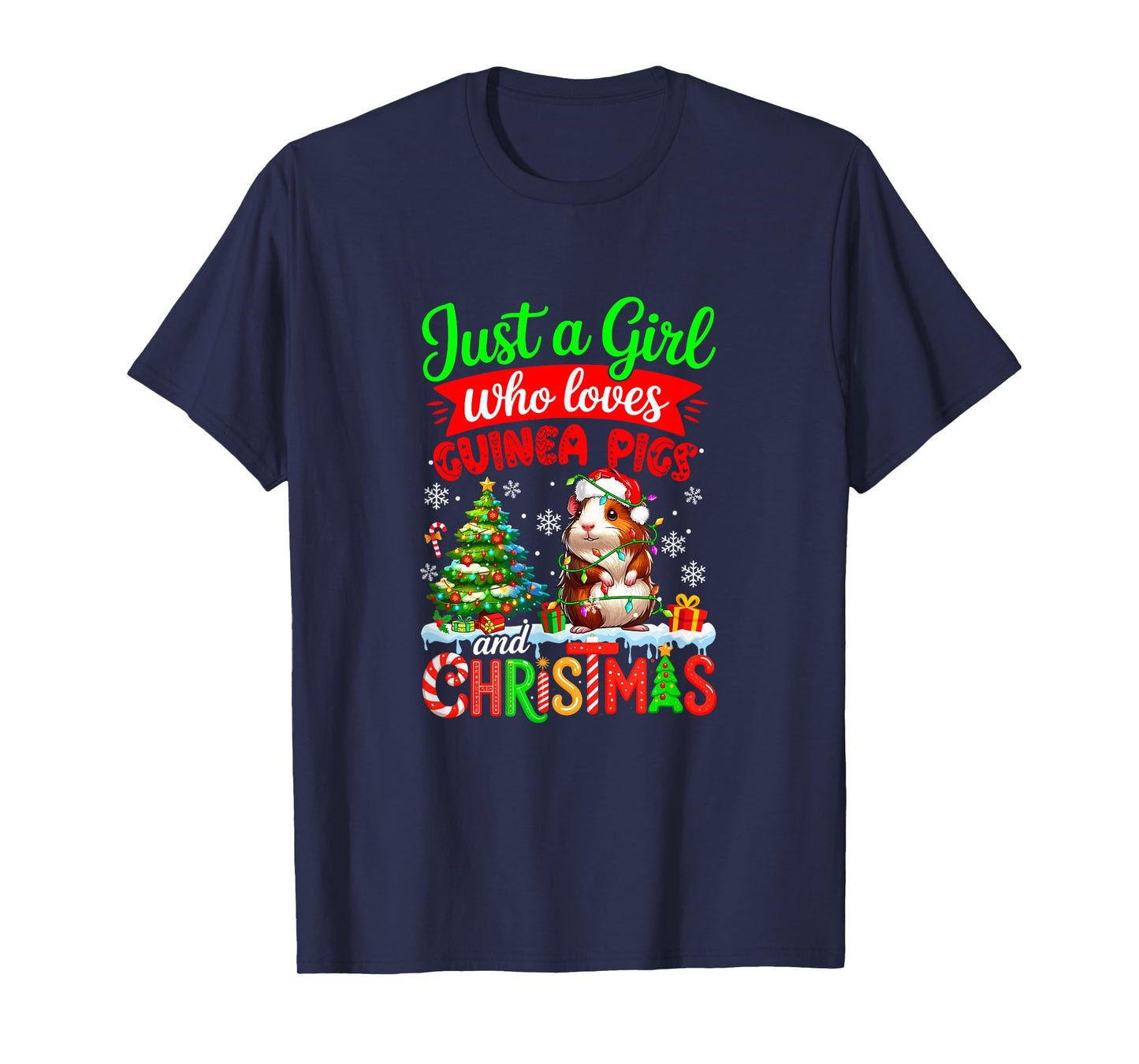 A Girl Loves Guinea Pigs and Christmas Santa Rodent Lover T-Shirt