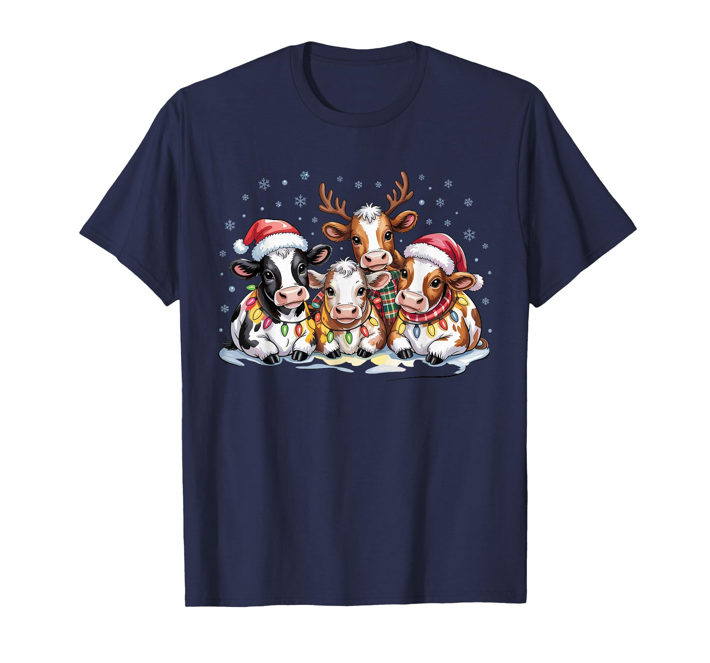 Cute Cow Christmas Funny Farm Animal Lovers Holiday Pajamas T-Shirt