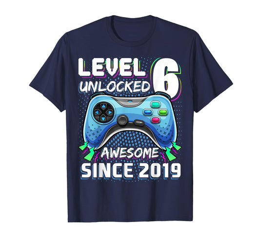 6th Birthday Boy Level 6 Gamer 6 Year Video Game Party T-Shirt