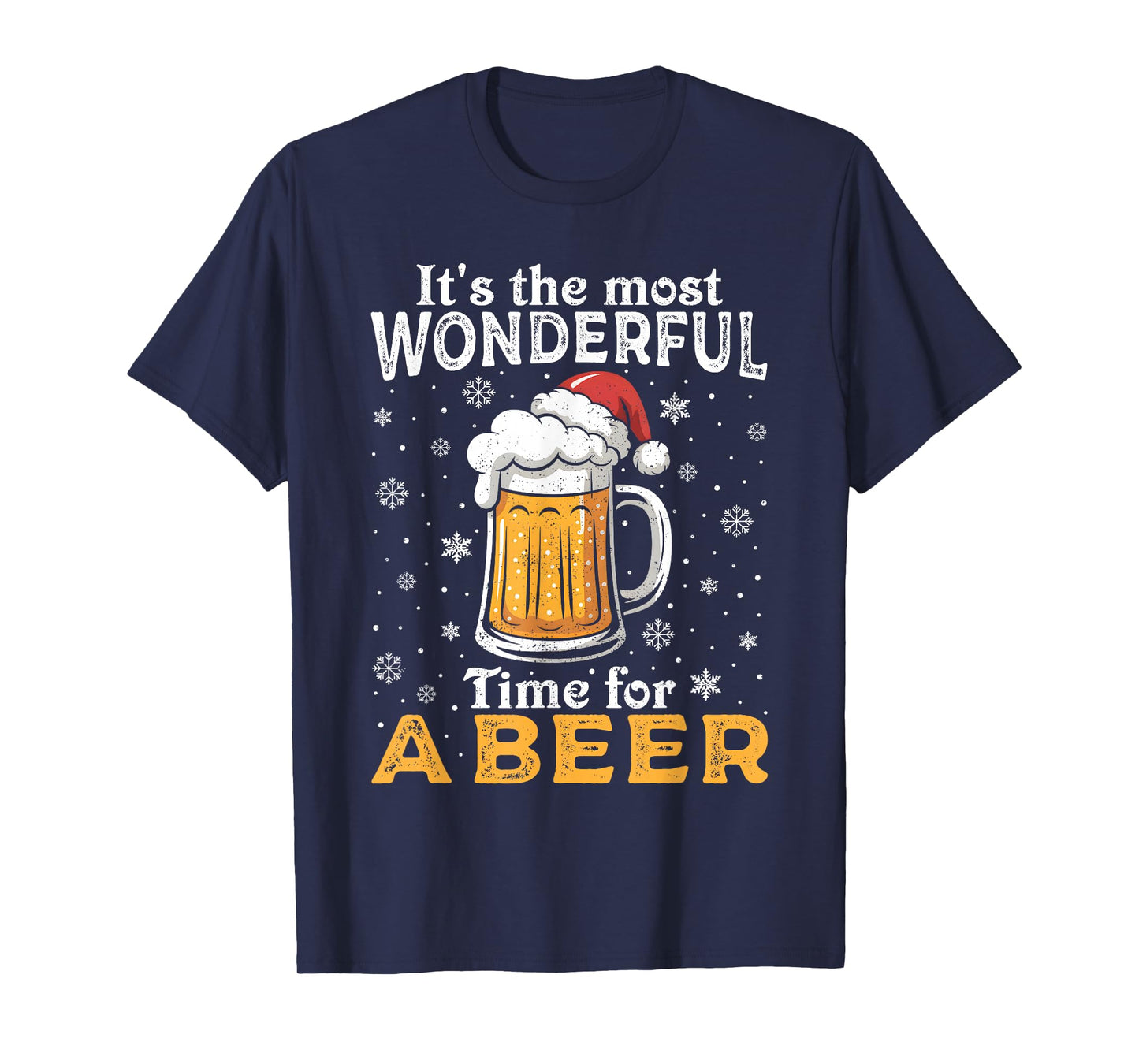 Funny Christmas Pajama Outfit Men Women Beer Mug Santa Hat T-Shirt