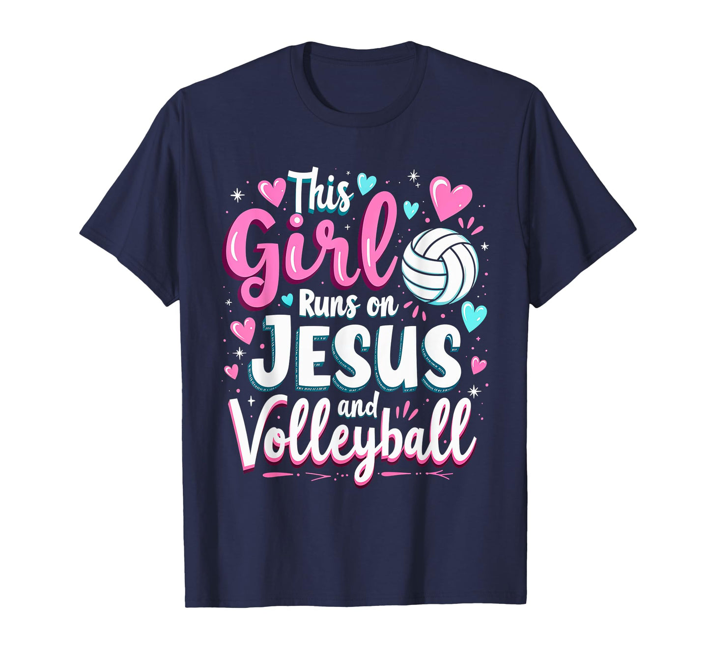 Christian Volleyball This Girl Runs On Jesus and Volleyball T-Shirt