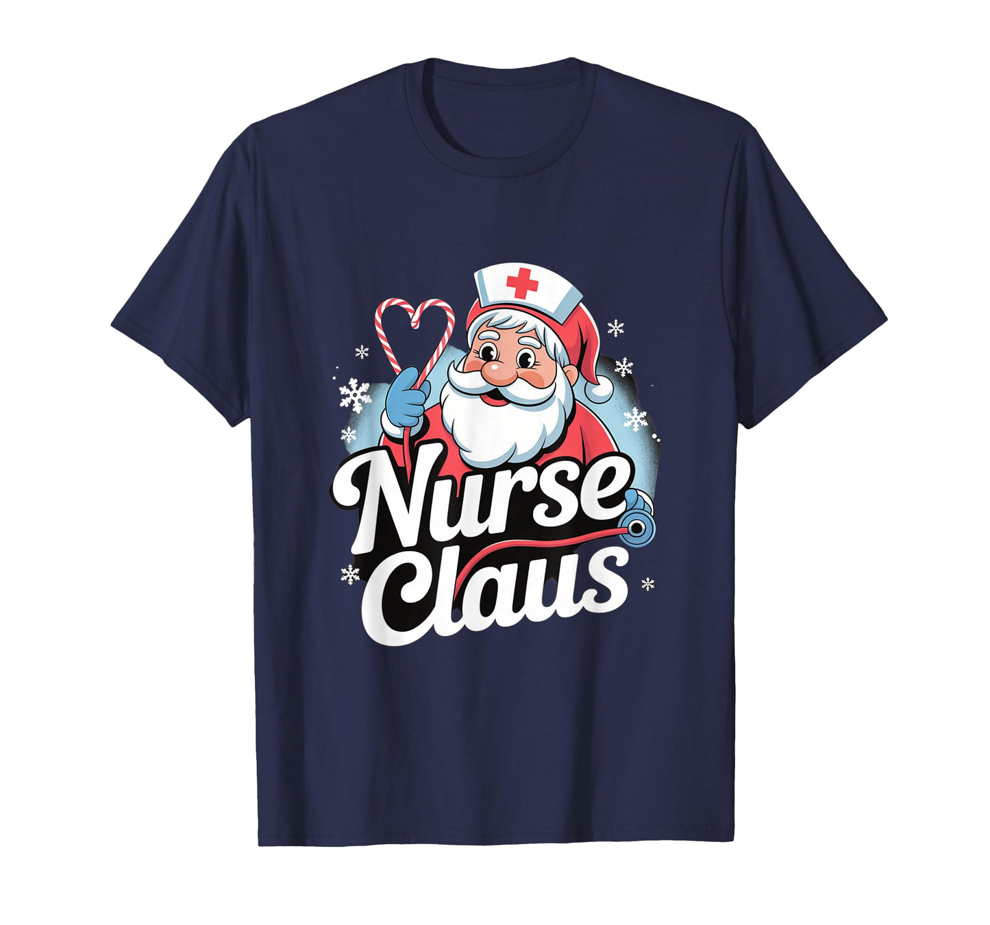 Nurse Claus Christmas Design with Santa Hat and Candy T-Shirt