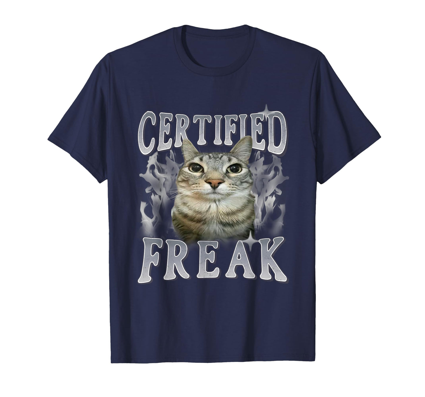 Certified Freak Funny Cat Meme Vintage Kitty Graphic T-Shirt