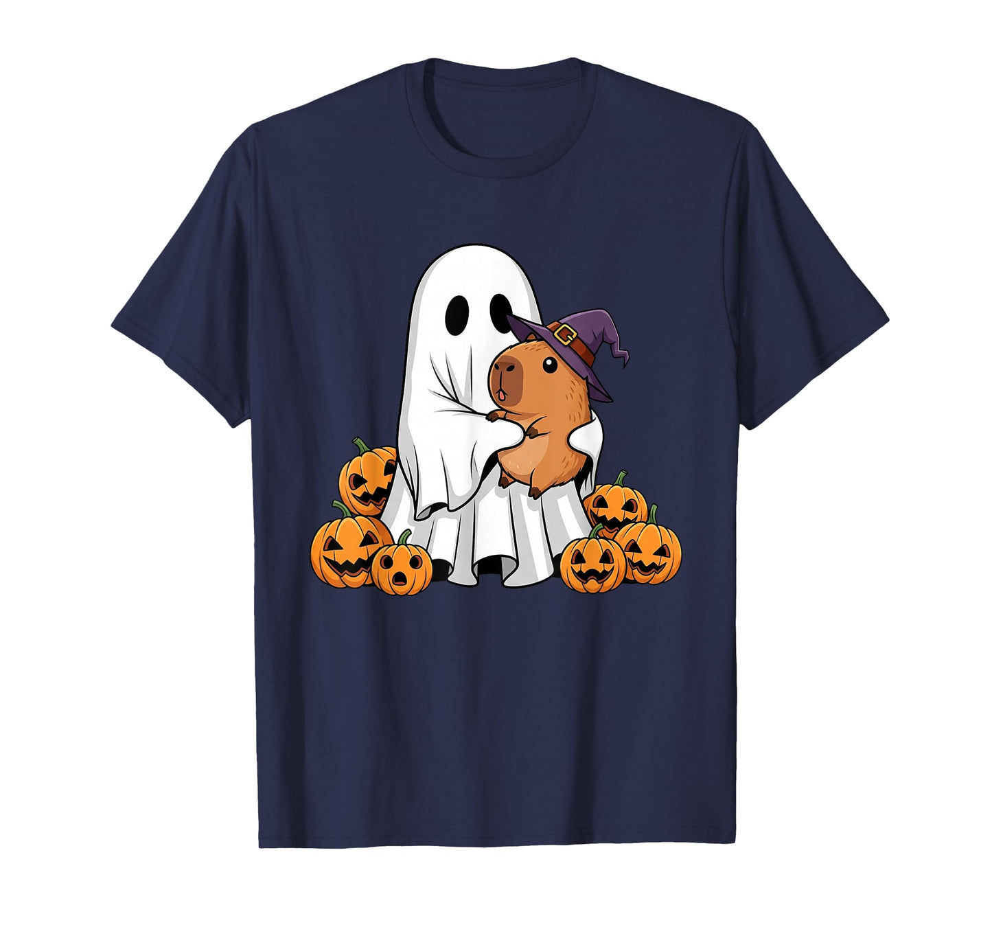 Funny Ghost Capypara Pumpkin Halloween Kids Mens Womens T-Shirt