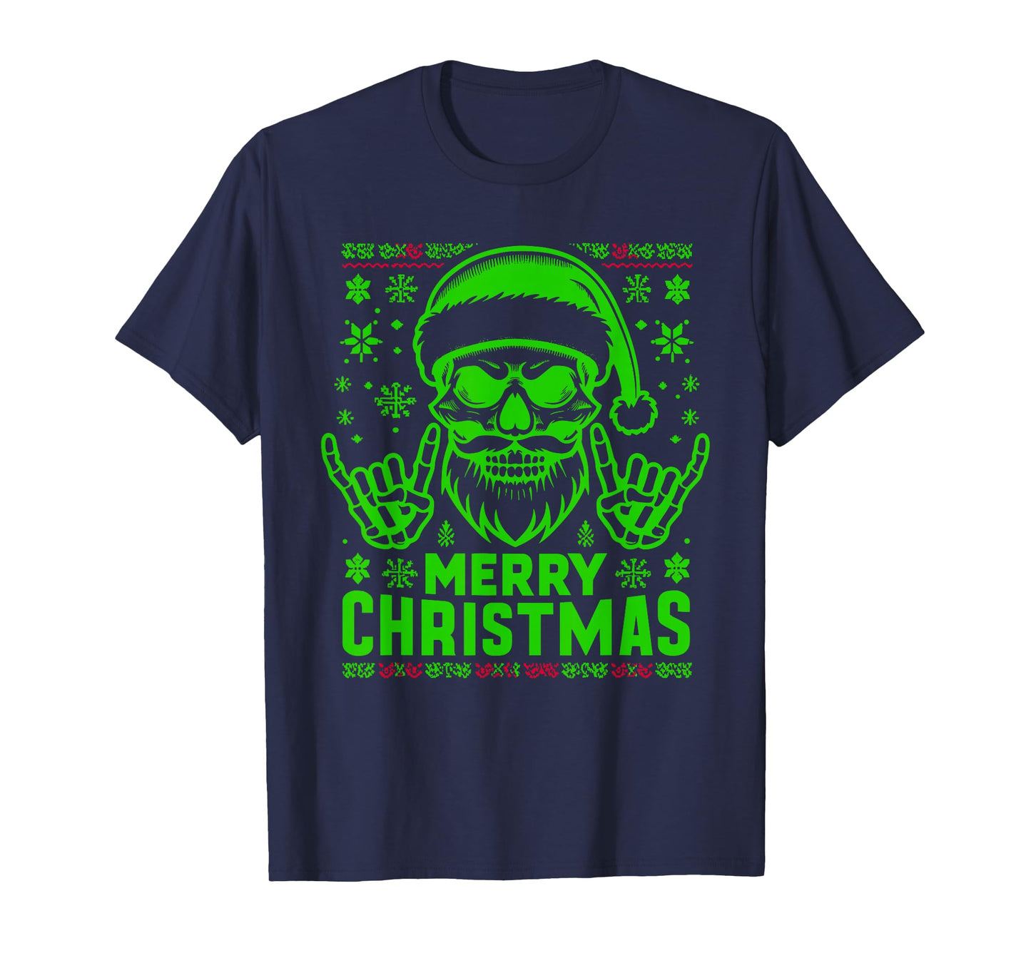 Santa Skull Christmas Horror Heavy Metal Lover Punk T-Shirt