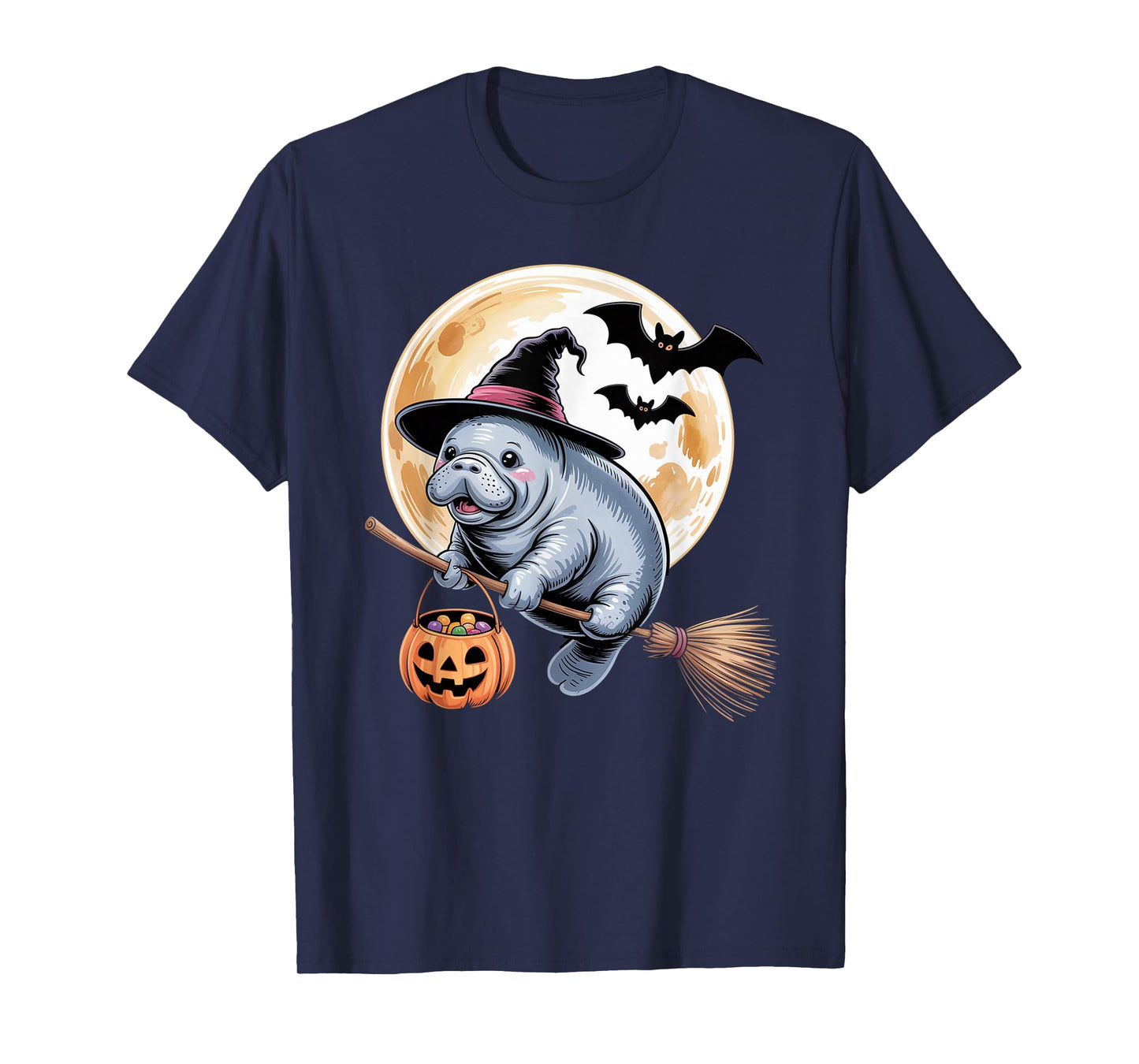 Manatee Witch Hat Funny Sea Cow Halloween Costume Men Women T-Shirt