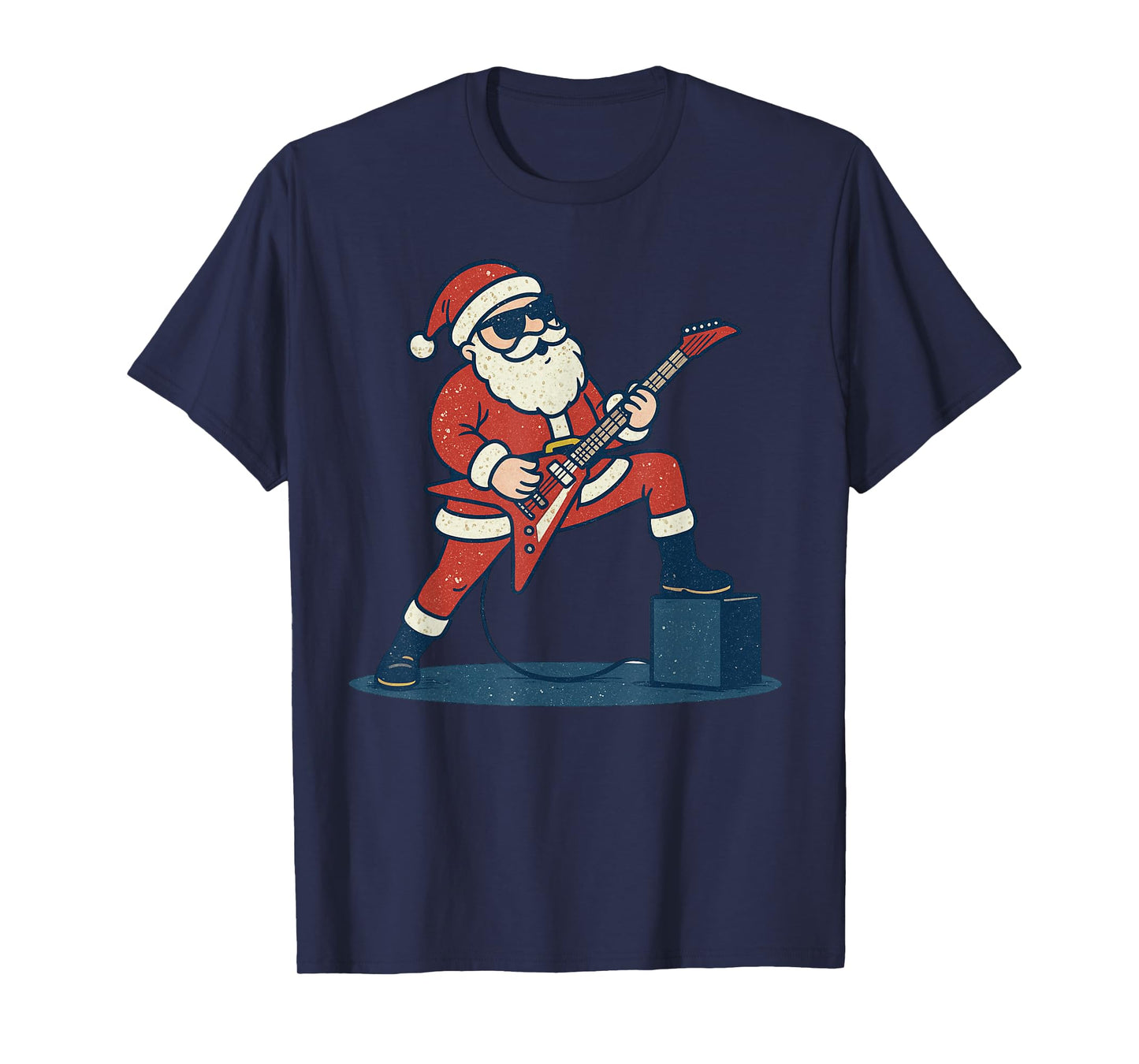 Santa Playing Rock Guitar Christmas Vintage Funny Xmas T-Shirt