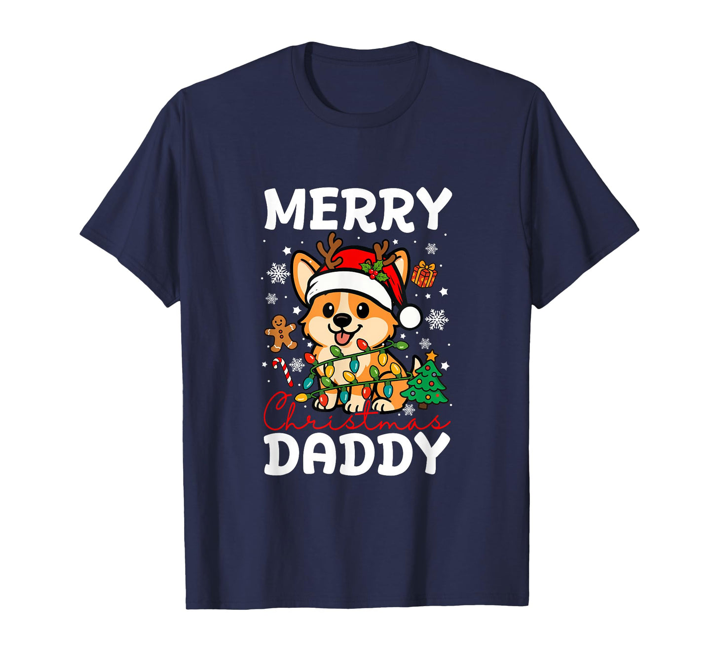 Merry Christmas Daddy Santa Corgi Funny Owner Lover Family T-Shirt