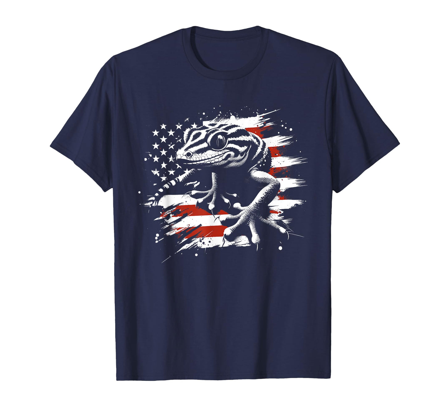 Gecko American Flag - Patriotic USA Lizard Reptiles Lover T-Shirt