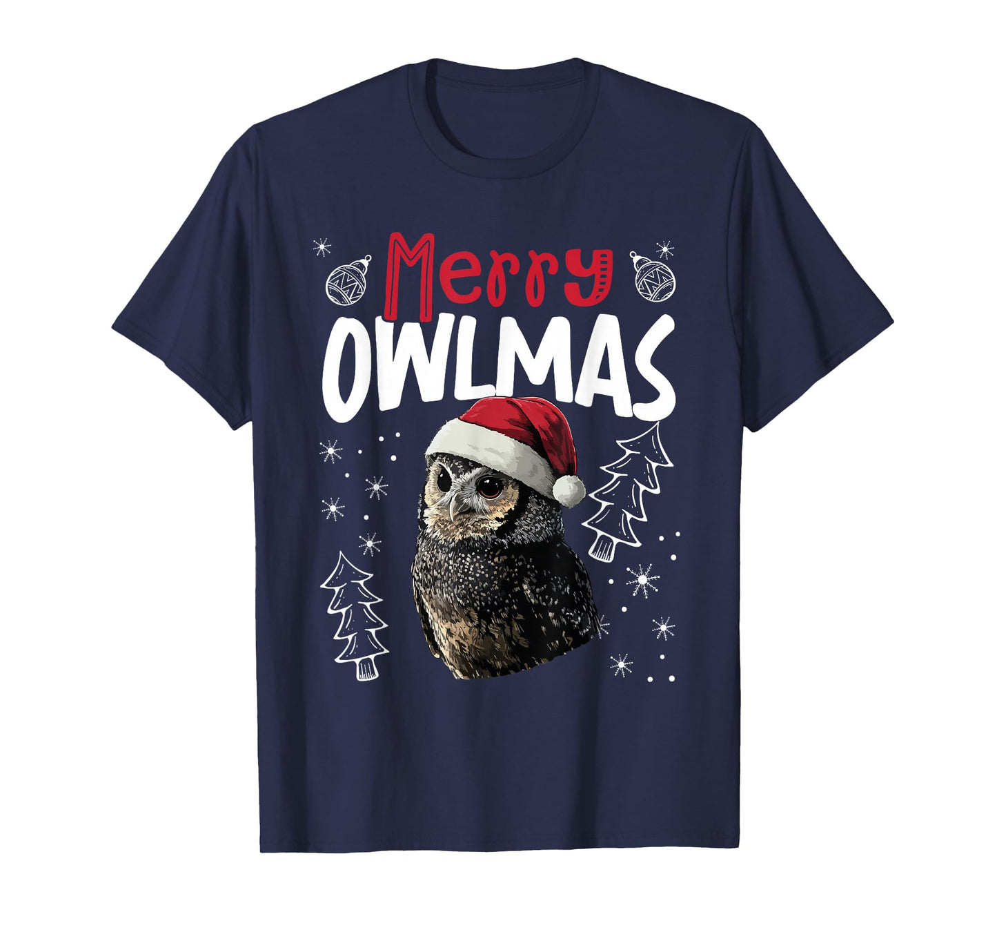 Merry Owlmas Funny Christmas Owl T-Shirt