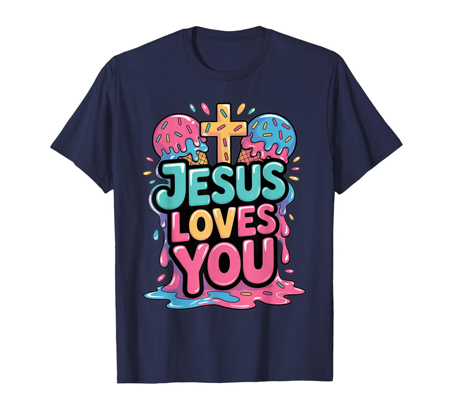 Jesus Loves You Ice Cream Christian Drip Kids Religious Boys T-Shirt