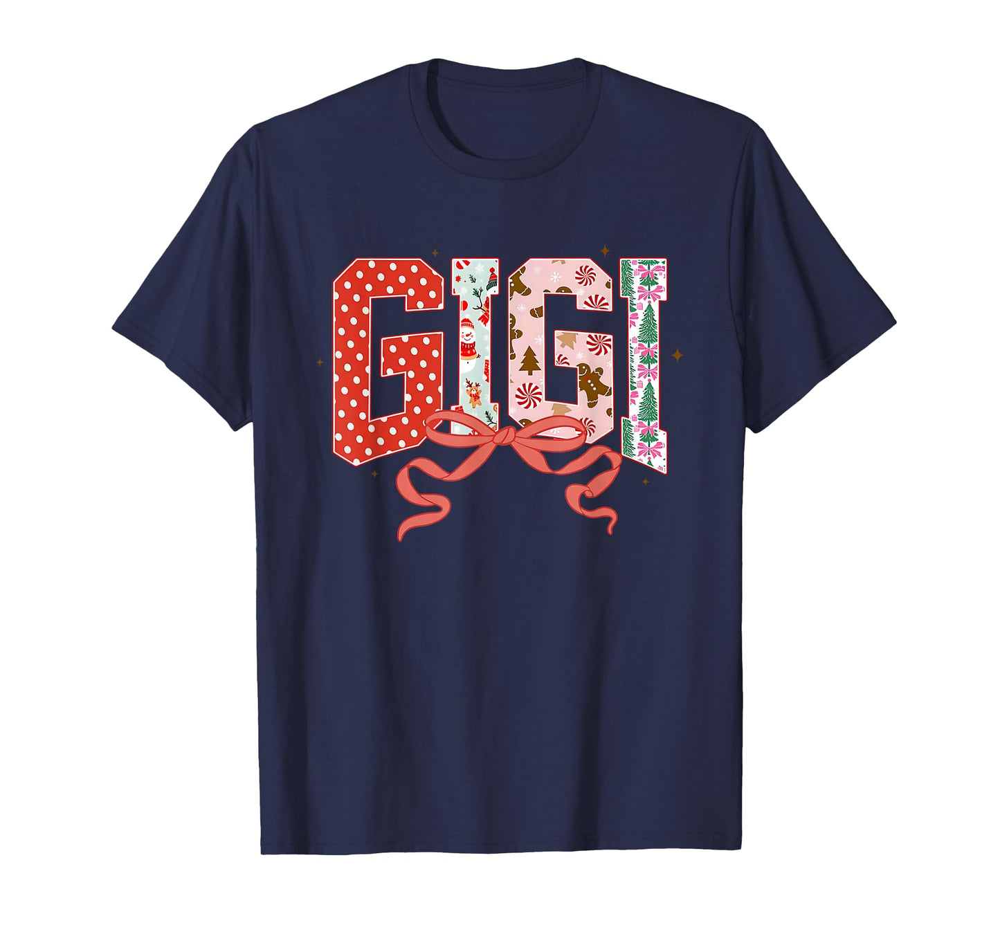 Gigi Cute Pink Coquette Bow Christmas Matching Family Xmas T-Shirt