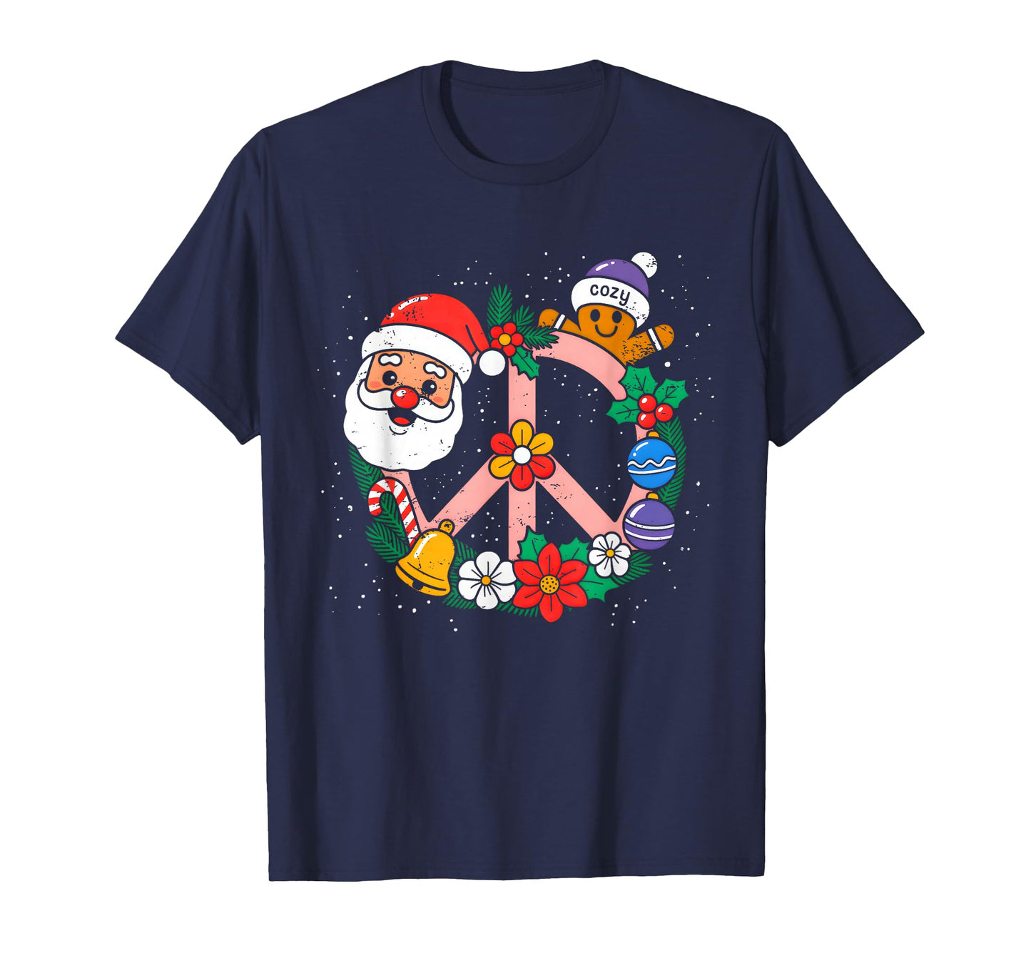 Retro Groovy Christmas Santa Claus Gingerbeard Xmas Vibes T-Shirt