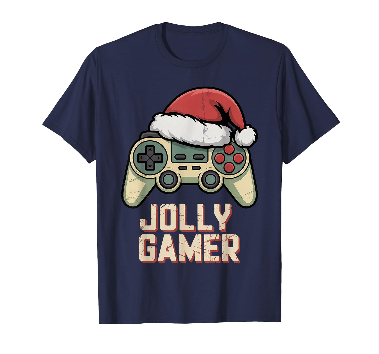 Jolly Gamer Controller with Santa Hat Christmas Video Game T-Shirt