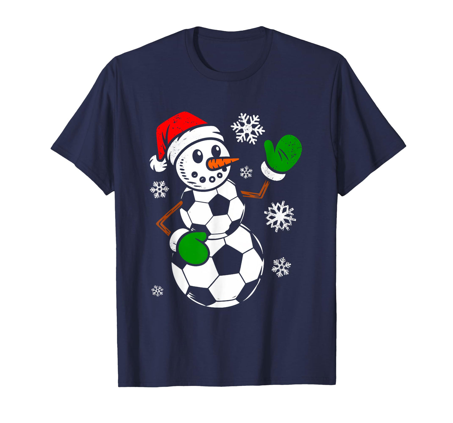 Soccer Santa Hat Snowman Xmas Funny Soccer Lover Christmas T-Shirt
