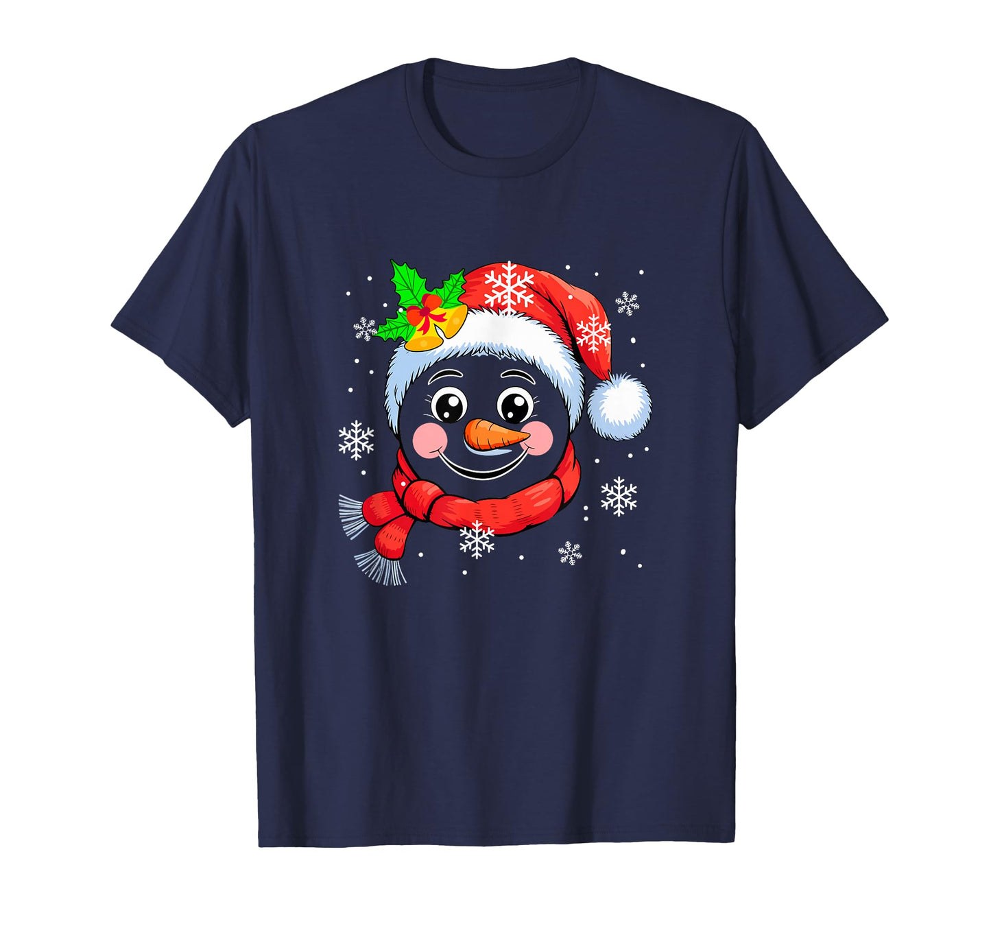 Funny Snowman Face Christmas Floral Colorful Costume Family T-Shirt