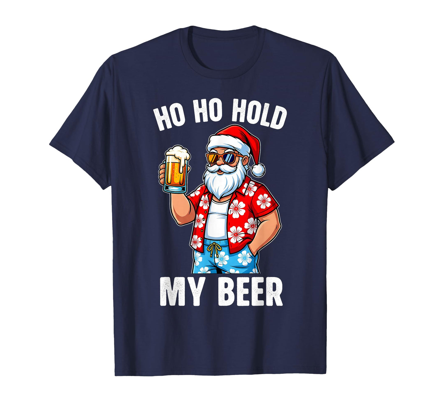 Funny Santa with Sunglasses and Beer Christmas in July T-Shirt