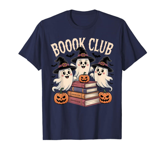 Boo Ghost Book Club Books Halloween Teacher School Outfit T-Shirt