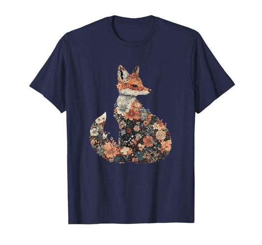 Floral Fox – Cottagecore Woodland Animal T-Shirt