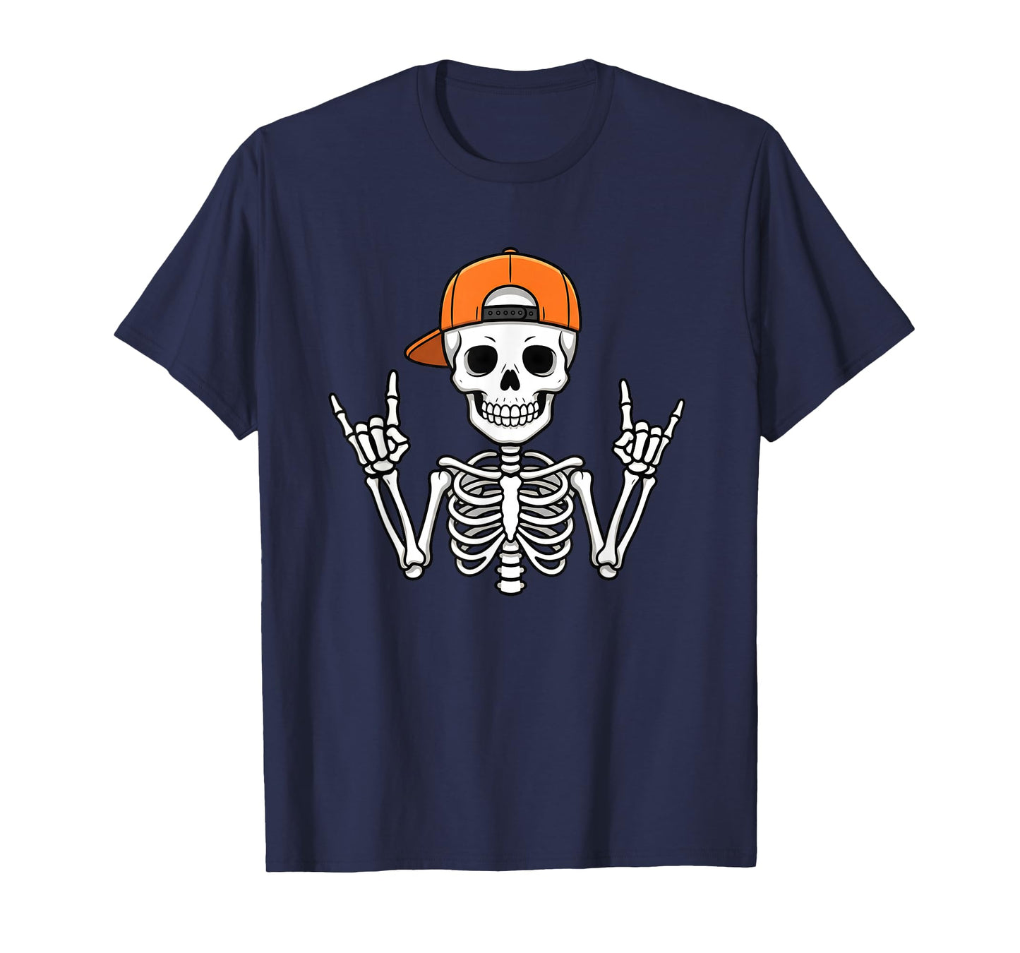 Halloween Skelton Rock Hand Funny Kids Boys Men Women Rocker T-Shirt