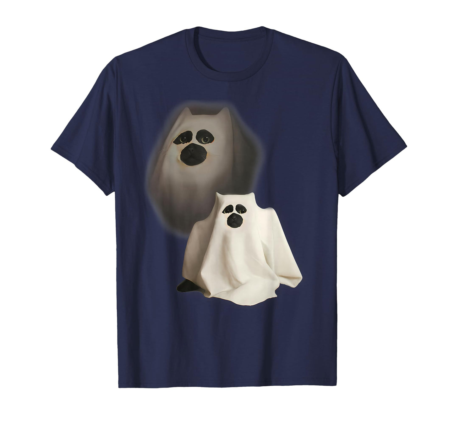 Ghost Cat Meme Funny Halloween Men Women Kids T-Shirt
