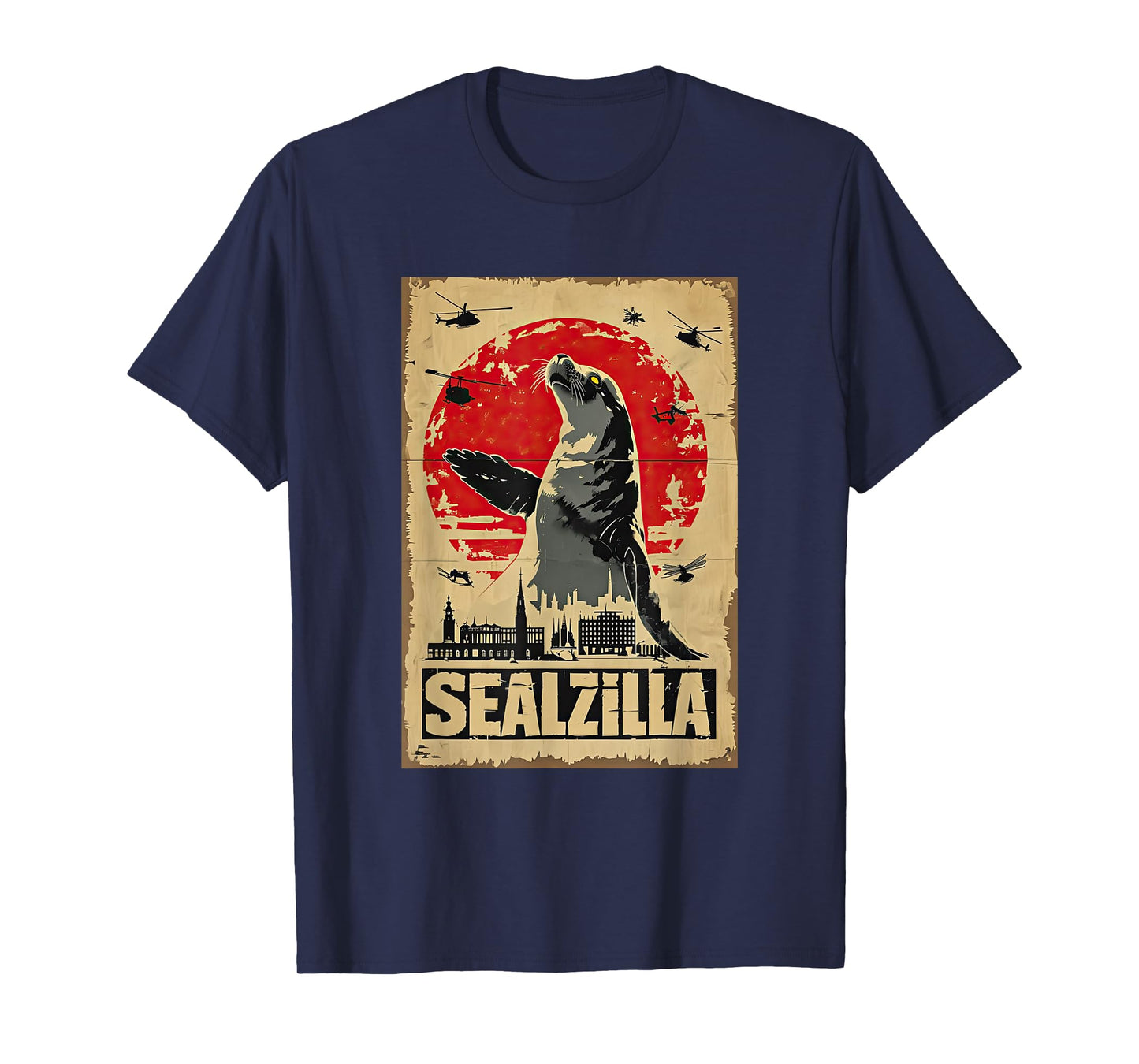 Sealzilla Vintage Monster Berlin Skyline Japanese Art Seal T-Shirt