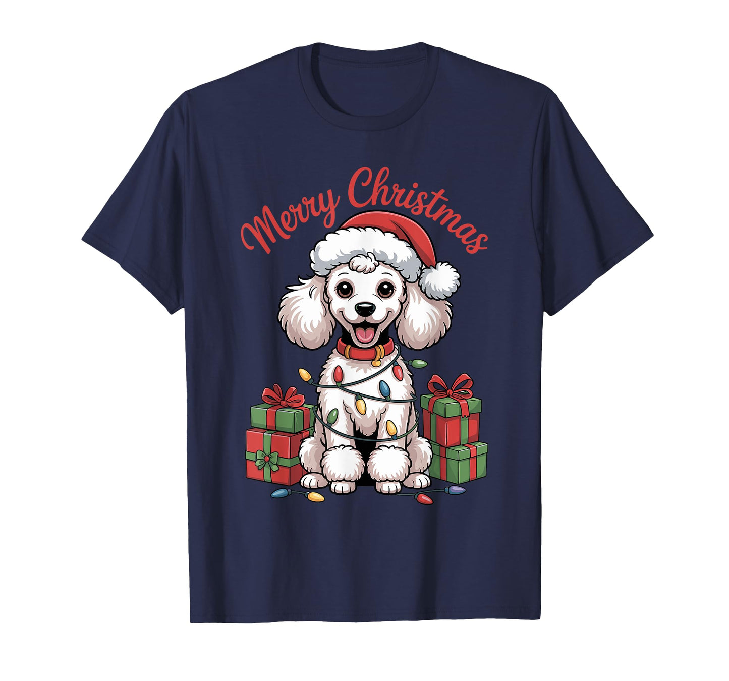 Cute Poodle Christmas Xmas Design Funny Dog Lover Holiday T-Shirt