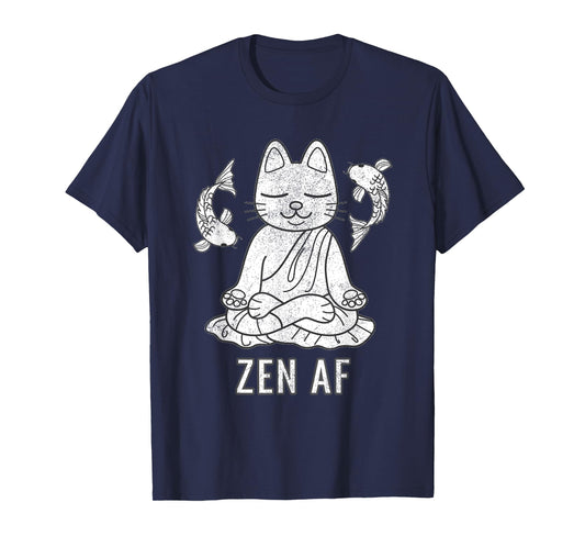 Zen AF Funny Meditating Cat Spiritual Yoga Gift For Women T-Shirt
